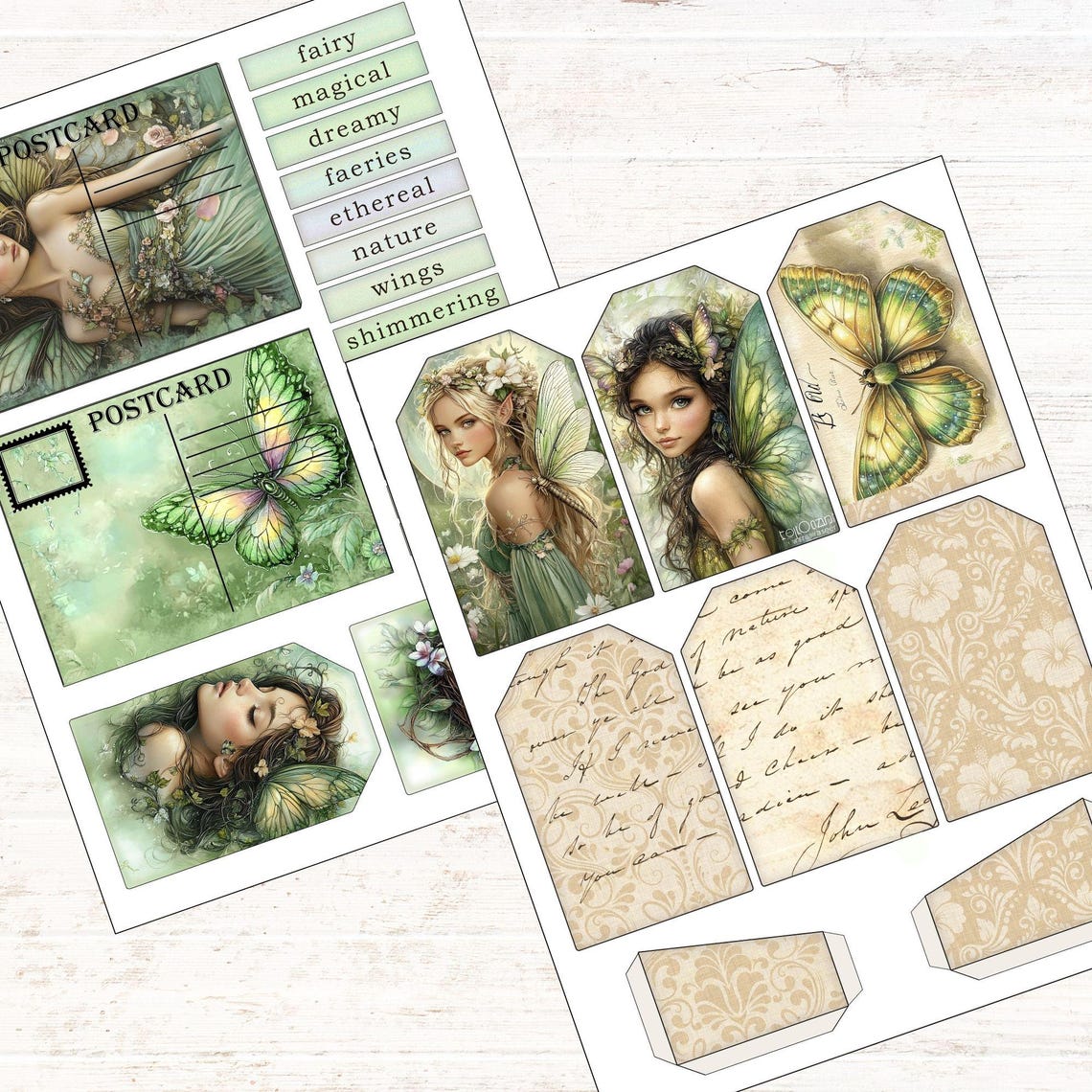 Printable Green Fairy Junk Journal Add on Kit Forest Fairy Ephemera ...