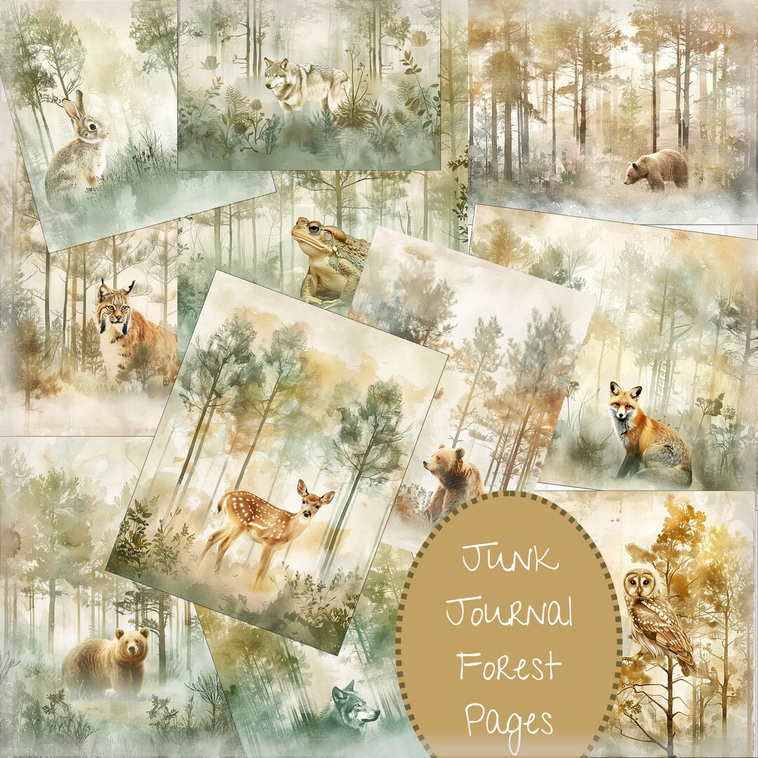 Forest Junk Journal Background Paper, Woodland Junk Journal Pages ...