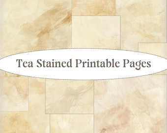 Tea Stained Junk Journal Paper, Tea Dyed Junk Journal Pages, Tea Background Digital Printable PDF Download