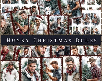 Christmas Hunks Printable Junk Journal Pages: Hunky Holiday Helpers Digital Journal Kit