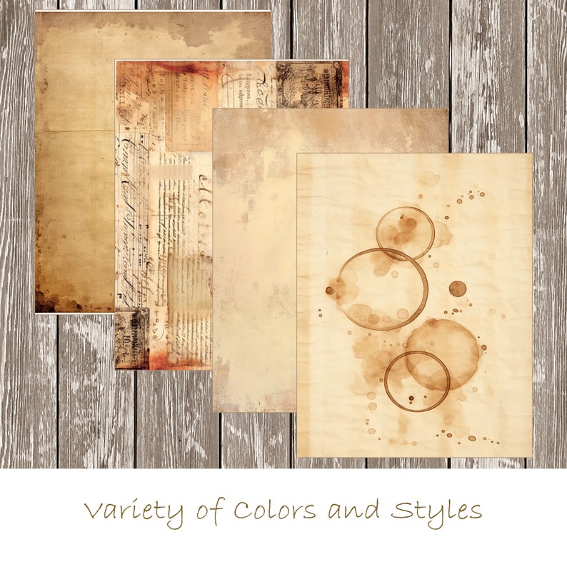 Coffee Dyed Junk Journal Paper Coffee Stained Digital Printable Downloadable PDF image 2