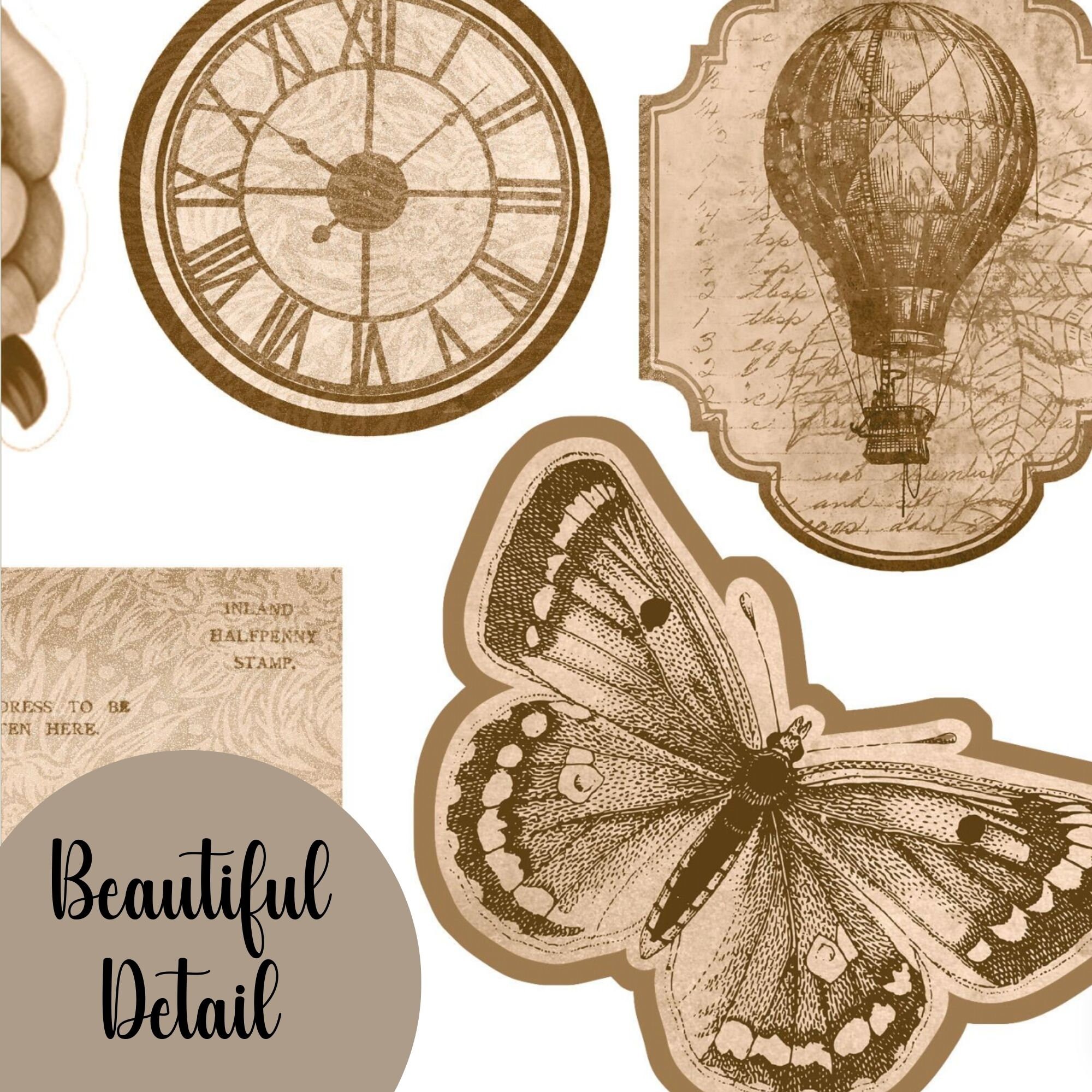 Shabby Vintage Neutral Junk Journal Kit Template - Brown Tan