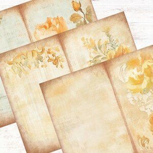 Autumn Harvest Junk Journal Paper Vintage Fall Journal Pages Watercolor Pumpkin Floral Digital Background Papers Printable PDF Download