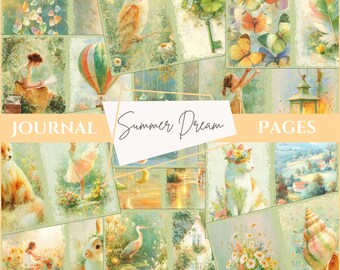 Summer Junk Journal Pages Cottagecore Printable Pastoral PDF Download