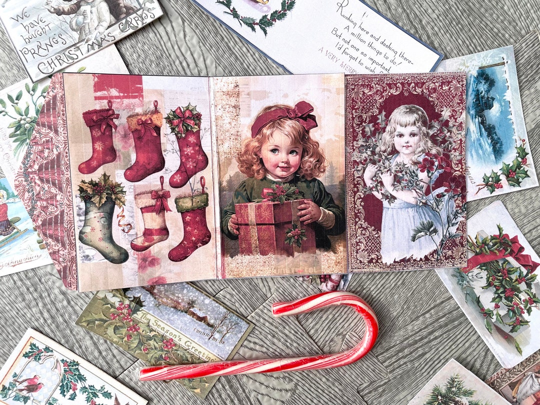 Christmas Holiday Junk Journal Mini Folio Kit Easy Vintage Project ...