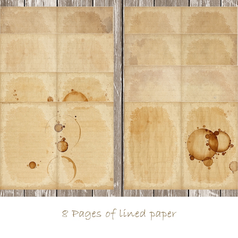 Coffee Dyed Junk Journal Paper Coffee Stained Digital Printable Downloadable PDF image 4
