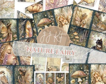 May include: A digital scrapbooking kit with 51 pages featuring nature fairies, mushrooms, owls, butterflies, and other woodland creatures. The kit is titled "JJ Kit Nature Fairy".