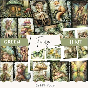 Kit diario di fata stampabile Pagine di diario di fata verde Fata della foresta PDF digitale da scaricare