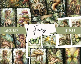 Printable Fairy Junk Journal Kit Green Fairy Journal Pages Forest Fairy Digital PDF Download
