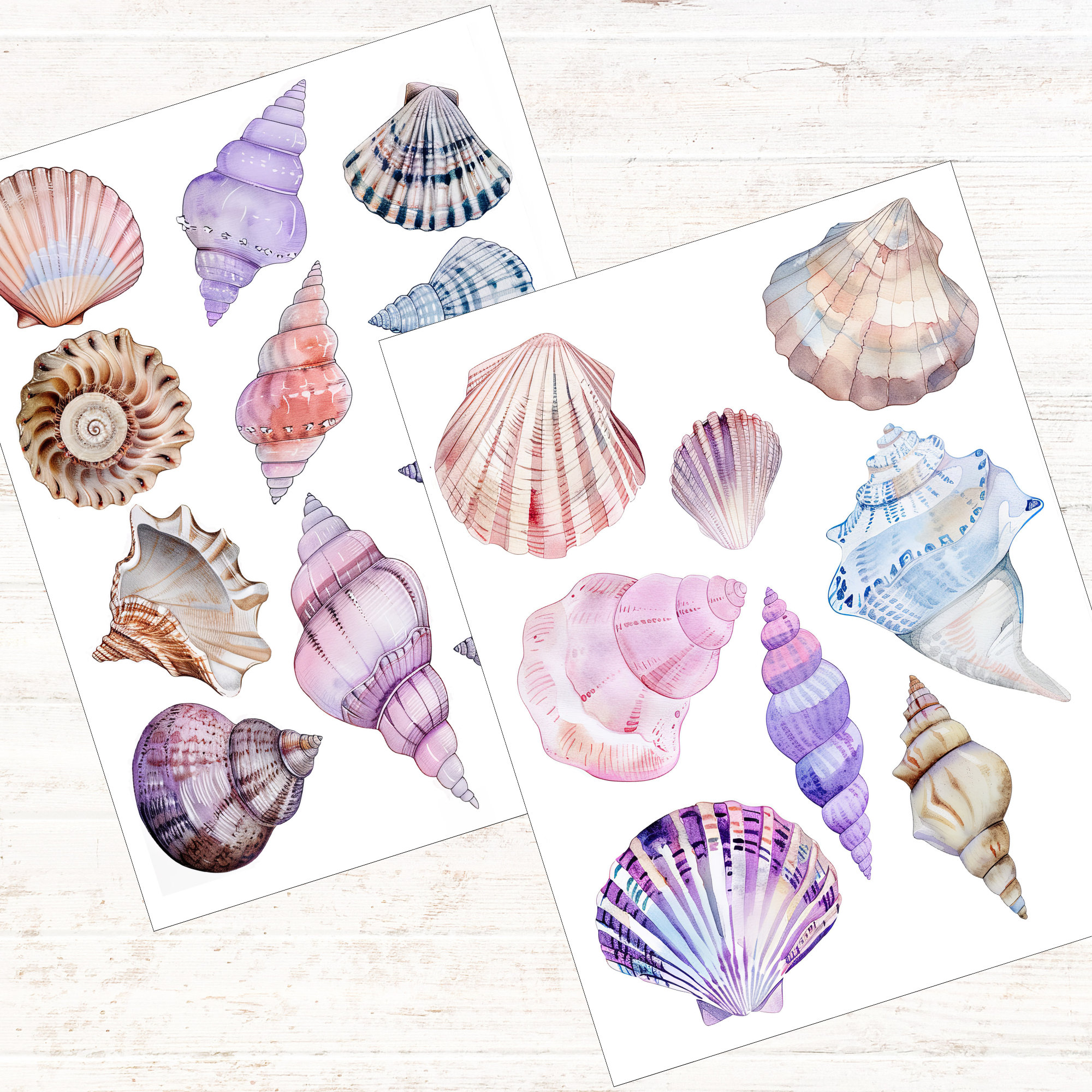 Journal Shell Case Ocean Shell Junk Journal Kit - Watercolor Pockets Tags Envelopes ...