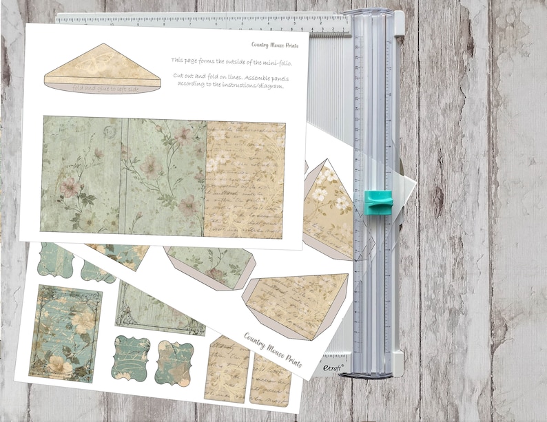 Green & Beige Mini Folio - Printable Junk Journal Kit - Shabby Chic ...