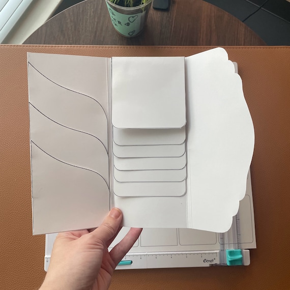Junk Journal Waterfall Folio Template - Tall Booklet Junk Journal Blank Printable Template - Waterfall Flip Digital Template PDF Download