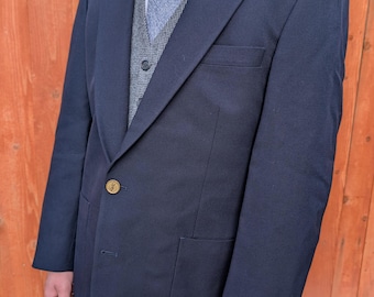 Vintage Men's Blazer - Yves Saint Laurent YSL Navy 40R