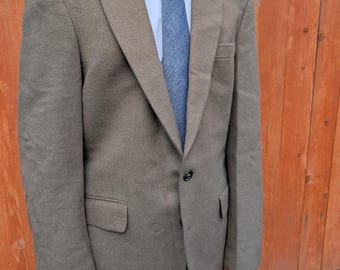 Vintage Men's Blazer - Calvin Klein 40R Taupe Wool Cashmere