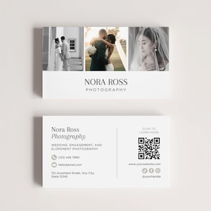 de Carte de visite de photographe | Toile | de visite pour photographe de mariage | Entreprise de photographie, Modèle de toile éditable, Marketing
