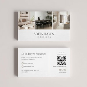 Modelo de cartão de visita de design de interiores | Canva | Cartão de visita de designer de interiores | Cartão de visita de design de interiores, cartão de visita de arquiteto