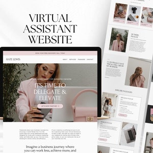 Szablon witryny internetowej Canva dla wirtualnego asystenta | Kursy online Twórcy produktów cyfrowych | Menedżer mediów społecznościowych, strona docelowa sprzedaży, różowa witryna internetowa