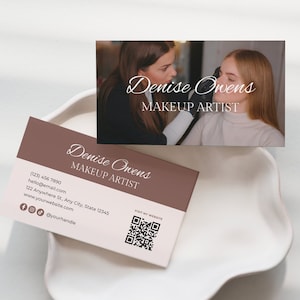Modelo de cartão de visita de maquiador | Cartão de visita Canva | Cartão de visita MUA | Noiva, casamento, evento especial | Cartão de visita de beleza