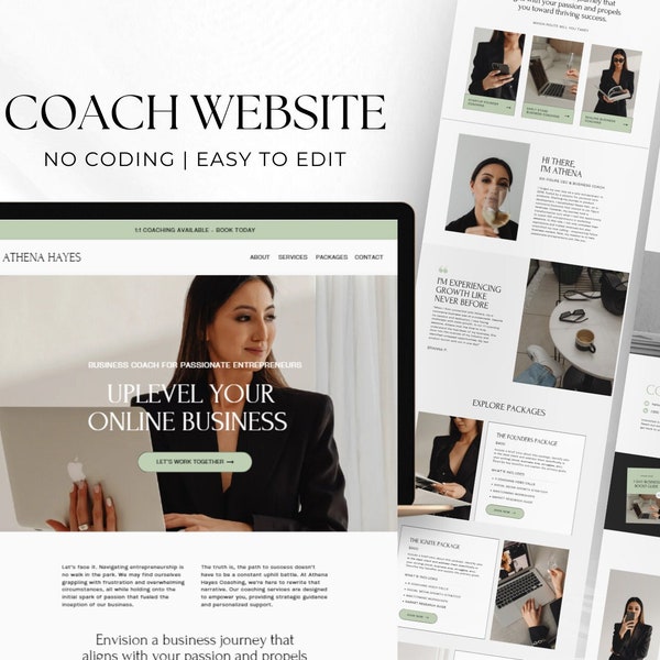 Coach Canva Website Template | Business Coach | Sales Funnel | Marketing Coach for Small Businesses | Consultant | Coaching Program, Courses