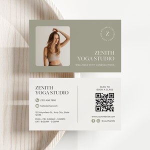 Sjabloon voor yoga-visitekaartjes | Canvas | Afdrukbaar yoga-visitekaartje | Pilates, fitness, wellness Visitekaartje | Yoga-instructeur, yogastudio