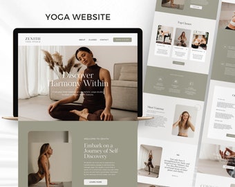 Yoga Website Template Canva | Yoga Coach Website Vorlage | Pilates, Fitness, Wellness Website Landing Page | Yoga Lehrerin, Yoga Studio