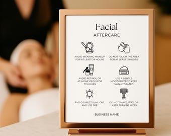 Plantilla de cartel para el cuidado facial posterior / Cartel imprimible para spa, cartel comercial / Canva / Decoración de salón / Consejos faciales, Tratamiento facial / Esteticista