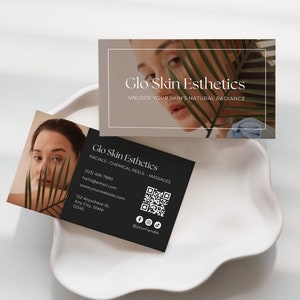 Modelo de cartão de visita de esteticista | Cartão de visita Canva | Cartão de visita de cuidados com a pele | Medspa | Beleza | Botox | Estética | Esteticista