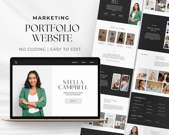Portfolio Website Template | Digital Marketing, Social Media Manager | Canva Portfolio Template Community Manager, Email Marketer, Ecommerce