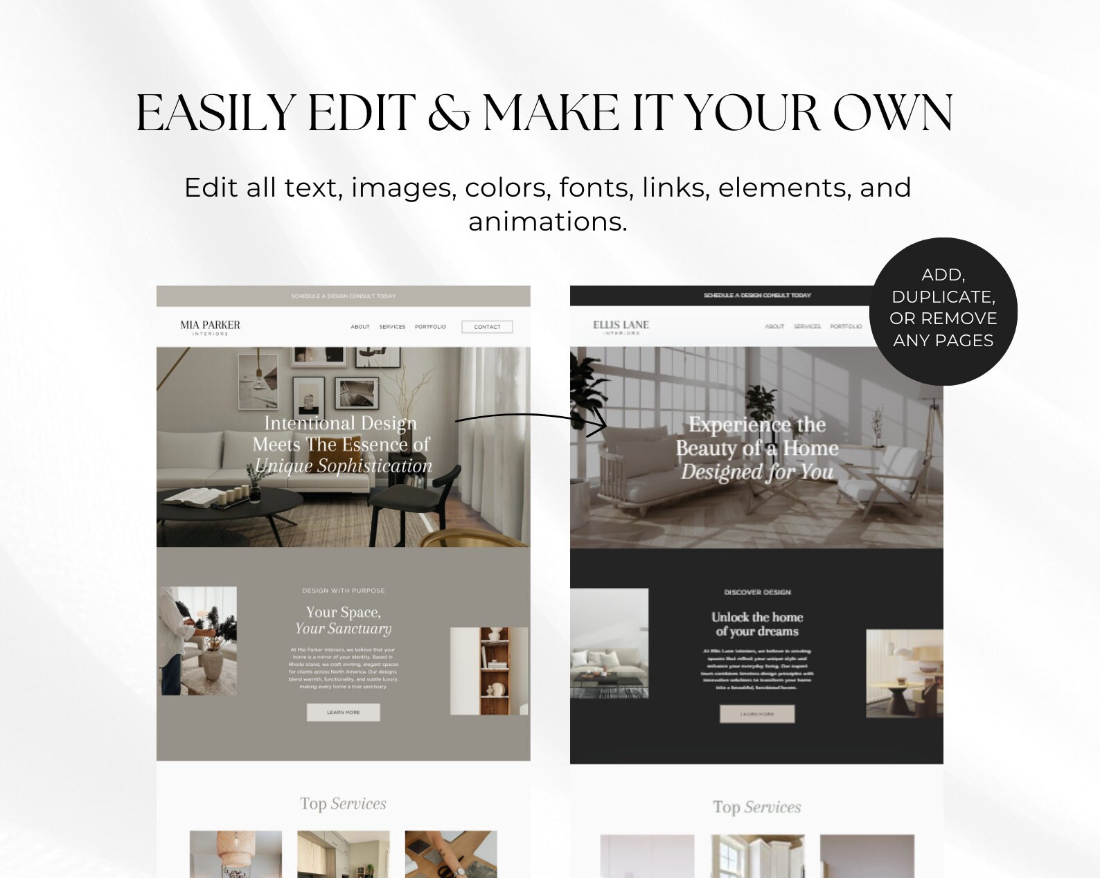 Interior Designer Canva Website Template | Interior Design Portfolio ...