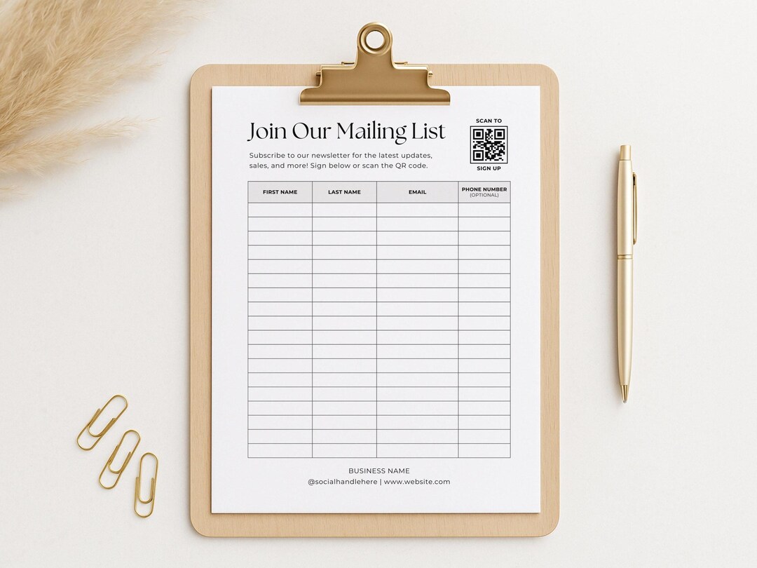 Sample Email Collection Form Email Signup Form Template, Canva Printable Email Collection Sheet ...