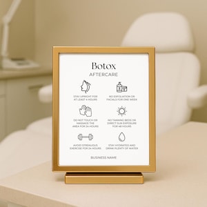 Sjabloon Botox Nazorg | Canvas | Advies voor botox-nazorg, bewerkbaar bord voor nazorg botox-filler | Aangepast afdrukbaar bord | Schoonheidsspecialiste