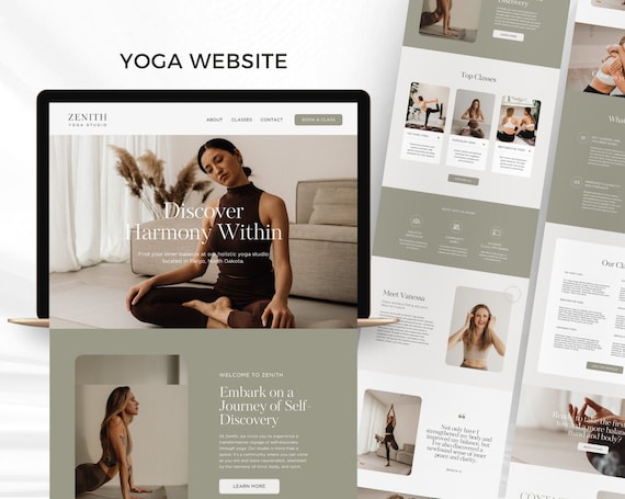 Yoga Website Template Canva | Yoga Coach Website Template | Pilates, Fitness, Wellness Website Landing Page | Yoga Instructor, Yoga Studio