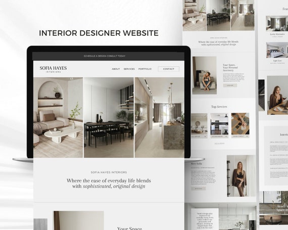 Interior Design Website Template | Interior Designer Portfolio | Interior Designer Canva Website | Architect, Interior Decorator