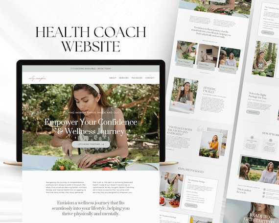 Health Coach Canva Website Template | Wellness Coach Website | Nutrition Coach, Health and Wellness Business, Health Coaching Template