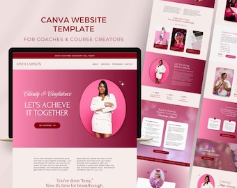 Coaching & Sales Canva Website Template | Coach Landing Page, Sales Funnel, Life Coach One Page Website, SMM Marketing, Pink Website Theme