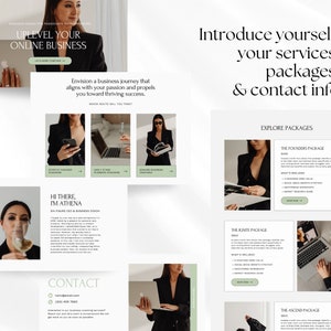 May include: A website homepage for a business coach. The website features a photo of the coach, a description of her services, and a call to action to contact her. The website also includes a section on the coach's packages, which are designed to help businesses grow and succeed.