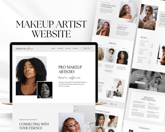 Makeup Artist Website Canva Template | Makeup Portfolio | Luxury | Professional Makeup Artist Website | Beauty Salon, Beauty Agency Website