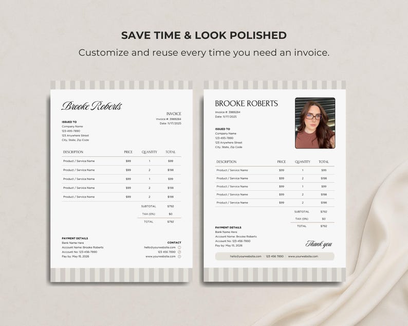 Invoice Templates | Canva Invoice Template Set of 2 | Editable Business ...