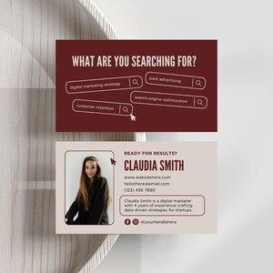 Modelo de cartão de visita de gerente de marketing, cartão de visita de gerente de mídia social, modelo Canva editável | Assistente virtual, consultor, coach