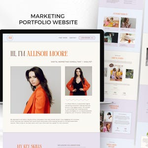 Modelo de site de portfólio de marketing | Marketing digital, gerente de mídia social | Modelo de portfólio Canva, portfólio de mídia social, comércio eletrônico