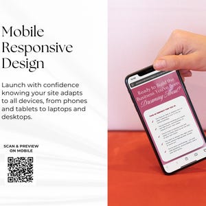 May include: A smartphone displays a website design concept with the text "Ready to Build the Business You've Been Dreaming About?" The phone is held against a red background. The image also includes the text "Mobile Responsive Design."