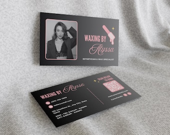 Waxing Business Card Template | Editable Esthetician Body Waxing Business Card Canva Template | Editable Wax Services Business Card