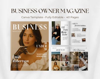 New Business Owner Gift | Magazine Template | Personalized Business Owner Gift | Customizable Canva Magazine | Entrepreneur, Best Friend