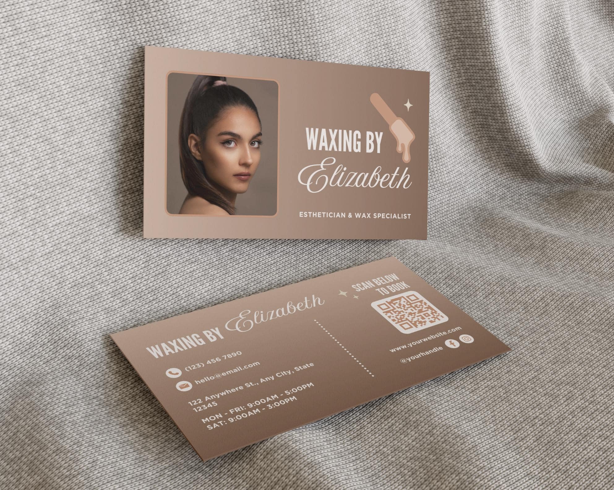 Waxing Business Card Template | Editable Esthetician Business Card Canva Template | Editable Waxing Specialist Business Card, Skin Care