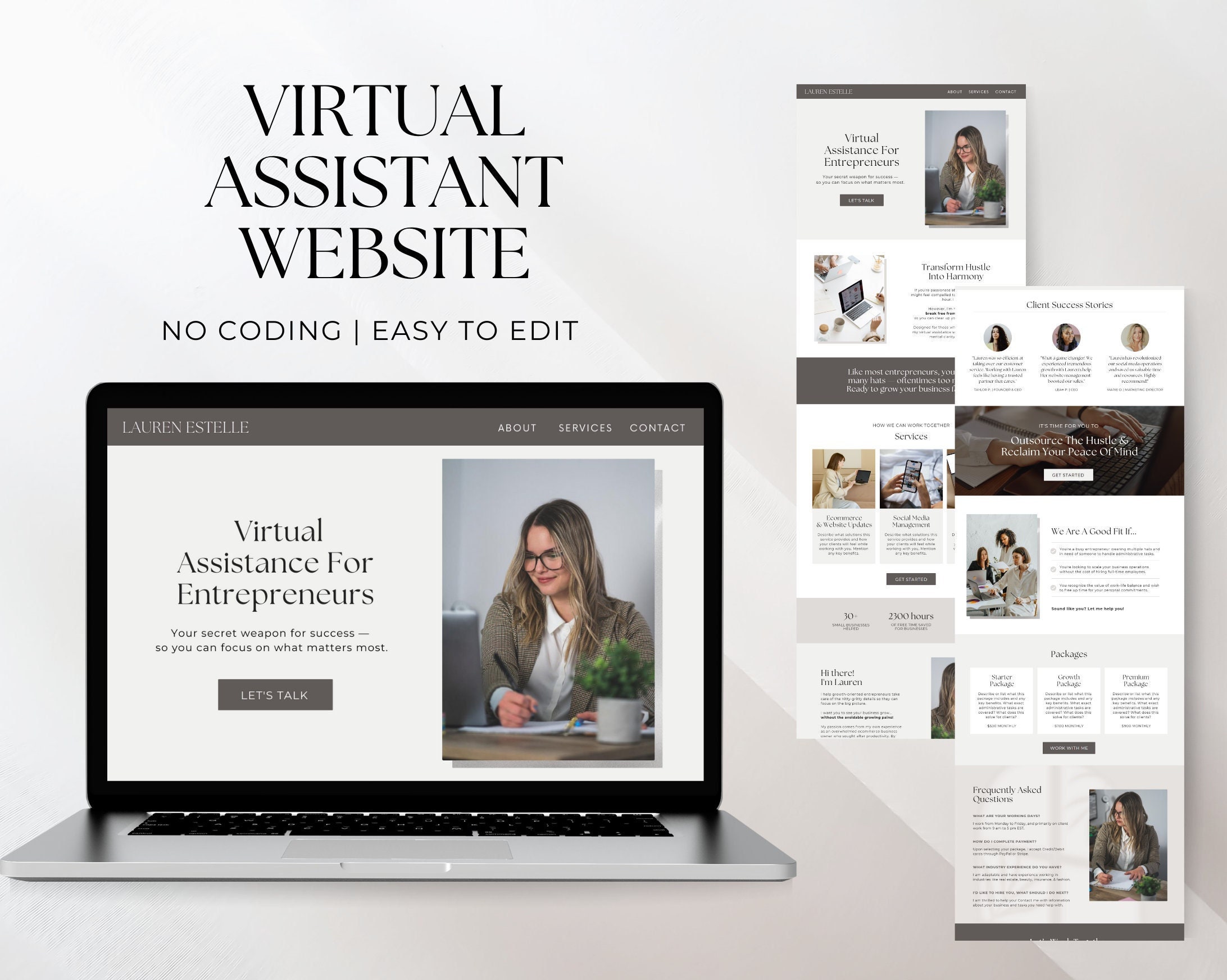 Virtual Assistant Canva Website Template One Page Website VA Website ...