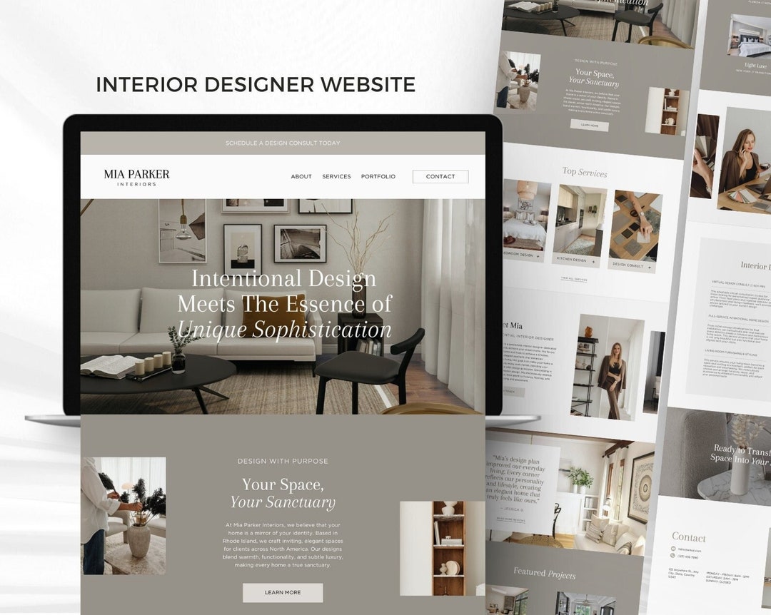 Interior Designer Canva Website Template | Interior Design Portfolio ...