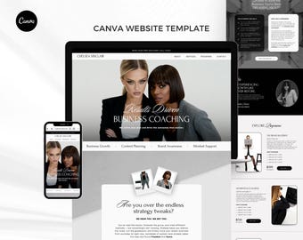 Plantilla web Canva para coaches / Página de destino para coaching, embudo de ventas, gestor de redes sociales, sitio web de una página, consultor, coach de negocios