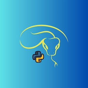 May include: A yellow outline of a snake with a blue and yellow Python logo in the bottom left corner.