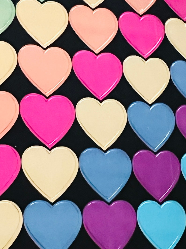 200 Little Shiny Heart Stickers, Colourful Small Heart Stickers, FREE