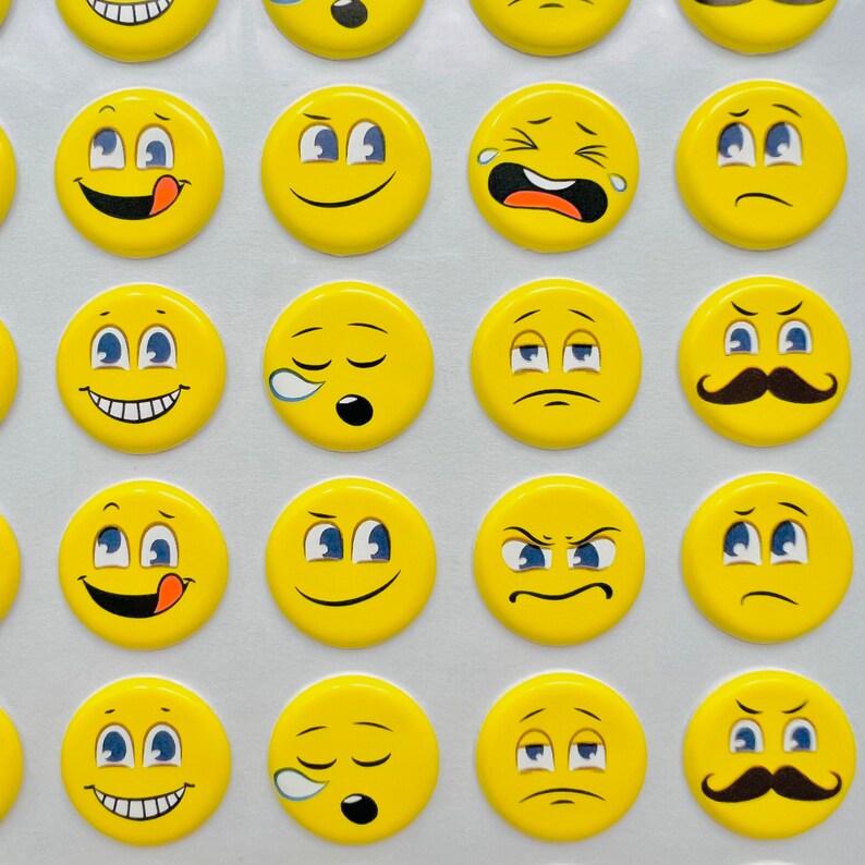 40 Emoji Stickers, FREE SHIPPING. Puffy Stickers to Personalize Gifts, Invitations, Scrapbooks